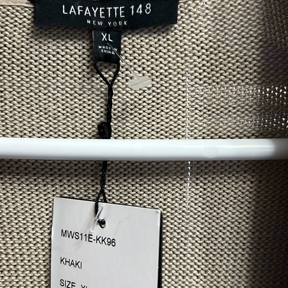 Lafayette 148 open cardigan. Tan in color. Quarter swing sleeves. Brand new - Picture 3 of 6
